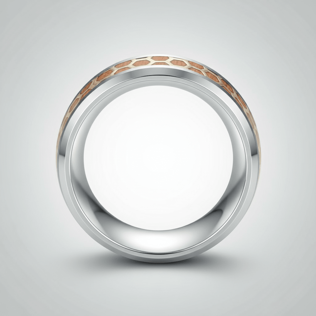 BUZZARD — Center-through axial view — men's tungsten wedding ring.
