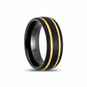 CALLISTO — Hero product shot — men's tungsten wedding ring.
