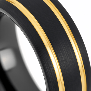 CALLISTO — Extreme macro detail — men's tungsten wedding ring.