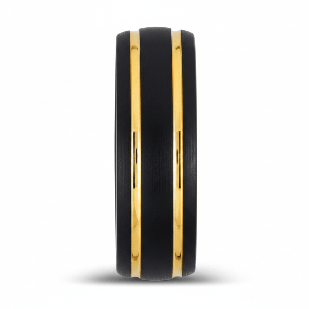 CALLISTO — Front-facing straight-on view — men's tungsten wedding ring.