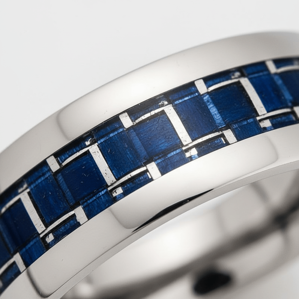 CARBON — close-up detail — men's tungsten carbide wedding ring | Aydins Jewelry