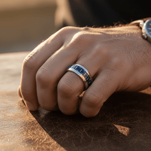 CARBON — lifestyle on hand — men's tungsten carbide wedding ring | Aydins Jewelry