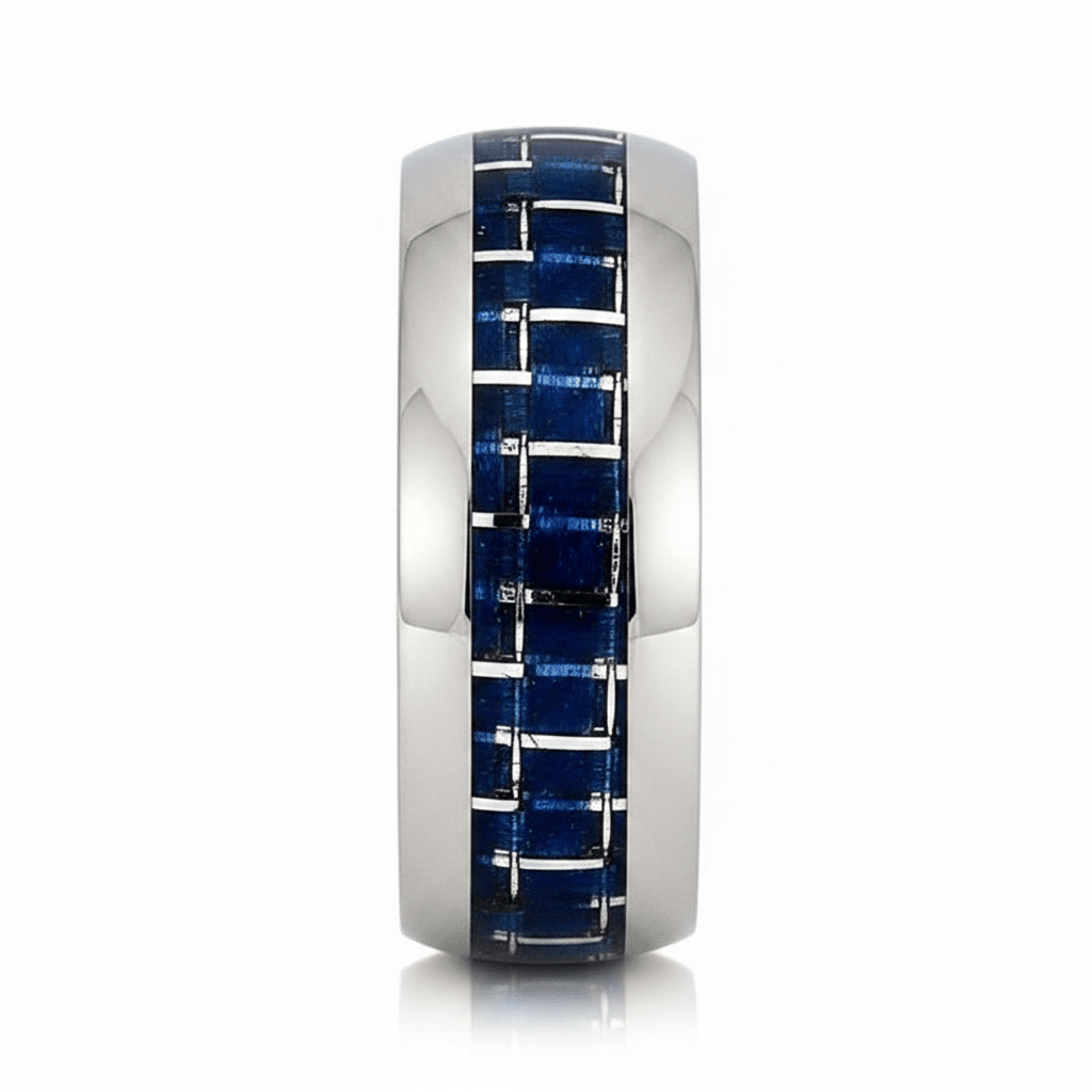 CARBON — angled view — men's tungsten carbide wedding ring | Aydins Jewelry