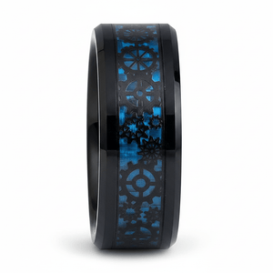 CARBULEUM — Front-facing straight-on view — men's tungsten wedding ring.