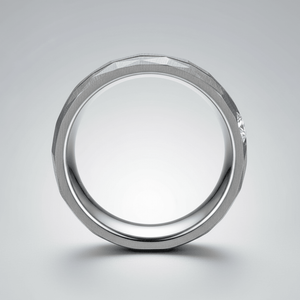CASCADE — Center-through axial view — men's tungsten wedding ring.