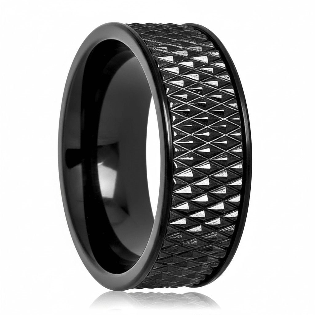 CASSIUS — hero shot — men's tungsten carbide wedding ring | Aydins Jewelry