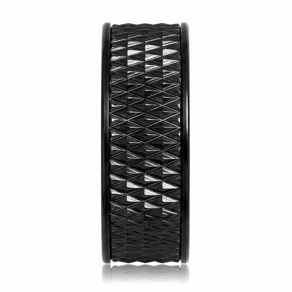 CASSIUS — angled view — men's tungsten carbide wedding ring | Aydins Jewelry