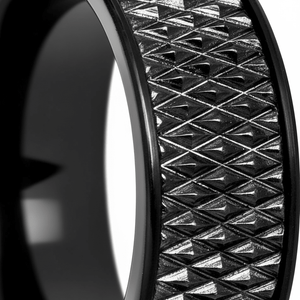 CASSIUS — close-up detail — men's tungsten carbide wedding ring | Aydins Jewelry