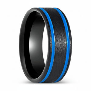 CASTOR — Hero product shot — men's tungsten wedding ring.