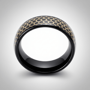 CASTORLAND — Center-through axial view — men's tungsten wedding ring.