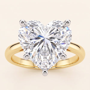 CECILY heart lab-grown diamond ring in 10K two-tone gold, front view, approx. 1 ct center