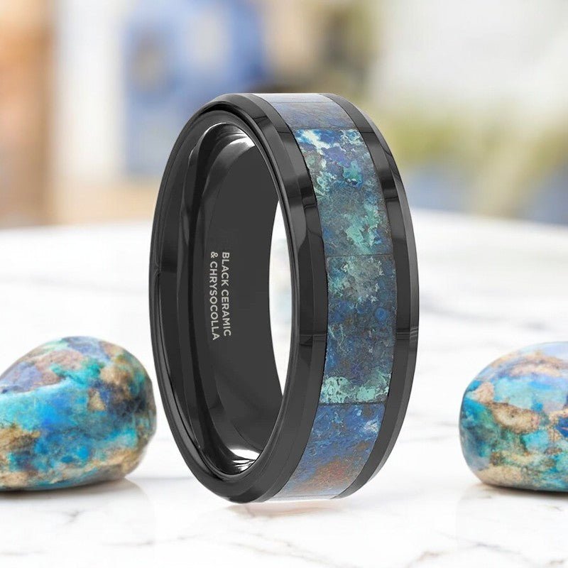CELADON Black Ceramic men's wedding band, image 1