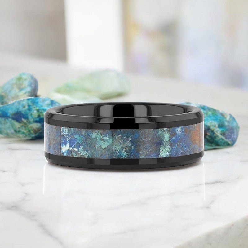 CELADON Black Ceramic men's wedding band, image 4