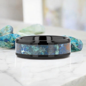 CELADON Black Ceramic men's wedding band, image 4
