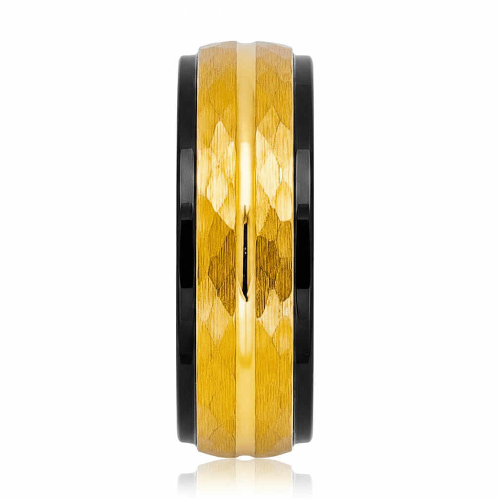 CENTAUR — Front-facing straight-on view — men's tungsten wedding ring.