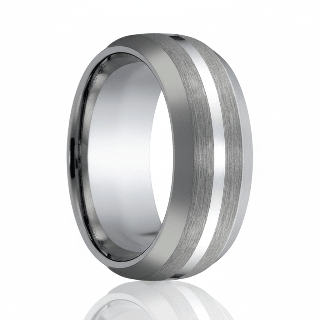 CENTURION — Hero product shot — men's tungsten wedding ring.