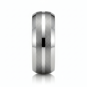 CENTURION — Front-facing straight-on view — men's tungsten wedding ring.