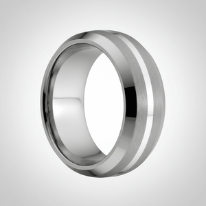 CENTURION — Center-through axial view — men's tungsten wedding ring.