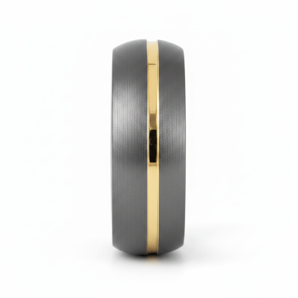 CHARGOLD — Front-facing straight-on view — men's tungsten wedding ring.