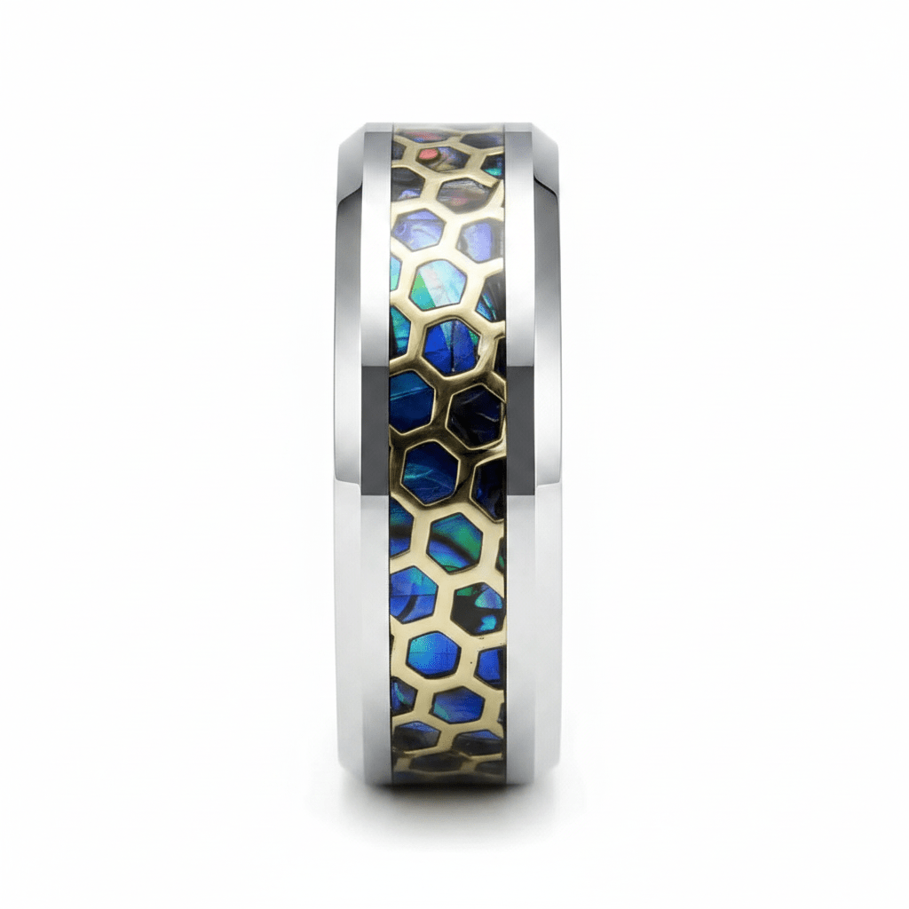 CHAZY — Front-facing straight-on view — men's tungsten wedding ring.