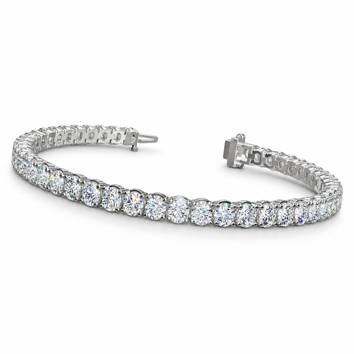 Classic Four Prong Tennis Bracelet, lab grown diamonds in 925 silver, studio view