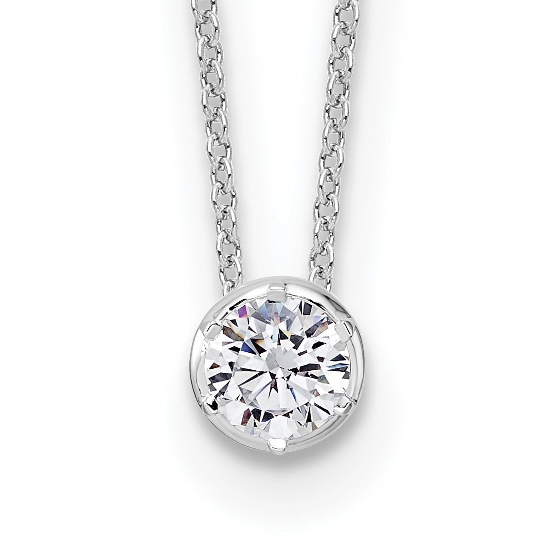 Classic Round Diamond Solitaire Necklace 925 sterling silver lab grown diamond necklace studio photograph