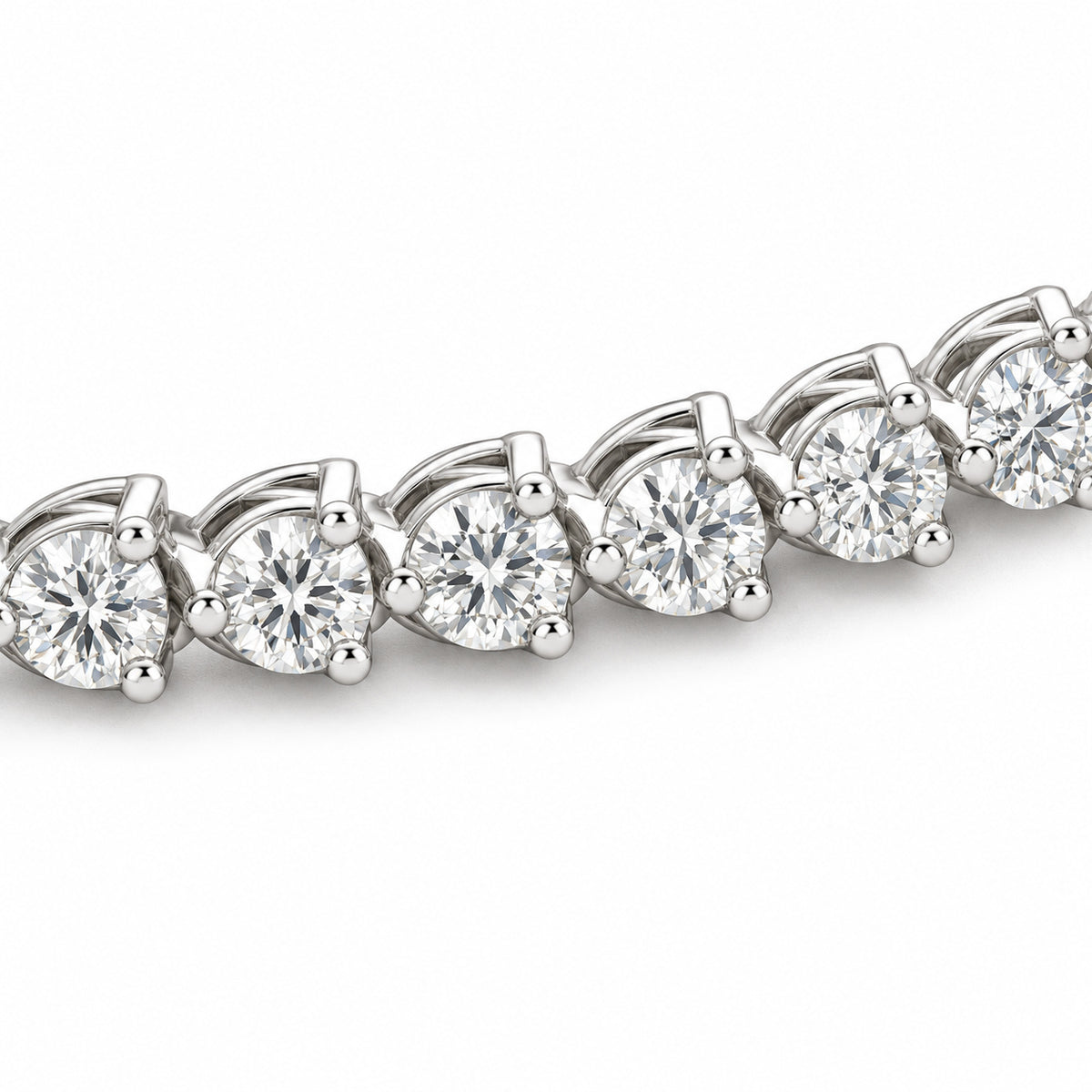 Classic Three Prong Tennis Bracelet, lab grown diamond settings, close-up