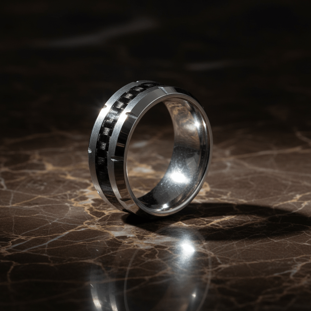 COLOSSAL — detail view — men's tungsten carbide wedding ring | Aydins Jewelry