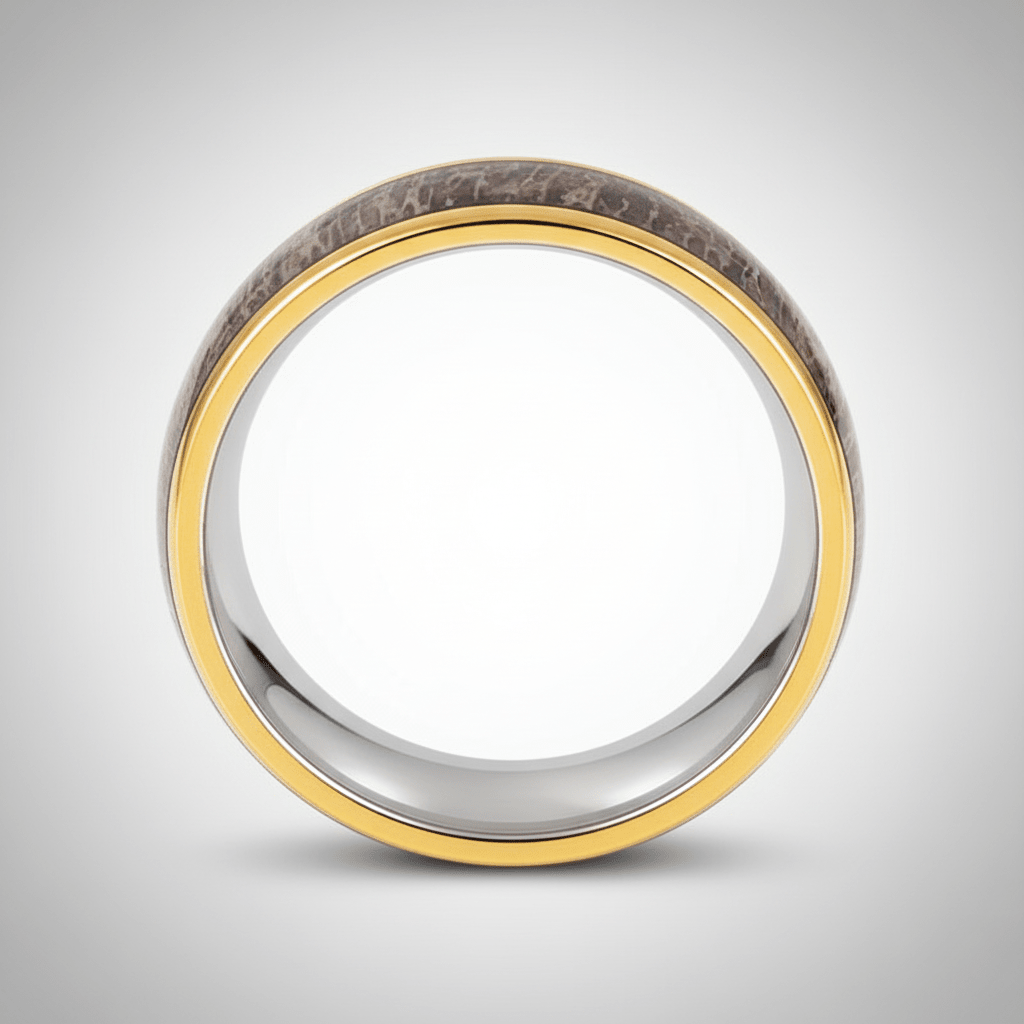 COLUMBA — Center-through axial view — men's tungsten wedding ring.