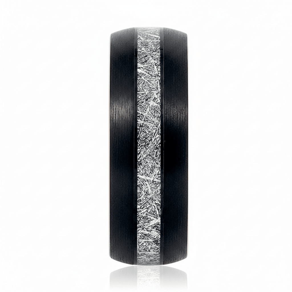COMET — angled view — men's tungsten carbide wedding ring | Aydins Jewelry