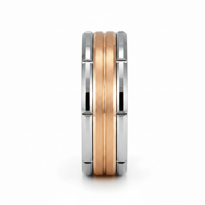 COMMAND — Front-facing straight-on view — men's tungsten wedding ring.