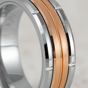 COMMAND — Extreme macro detail — men's tungsten wedding ring.