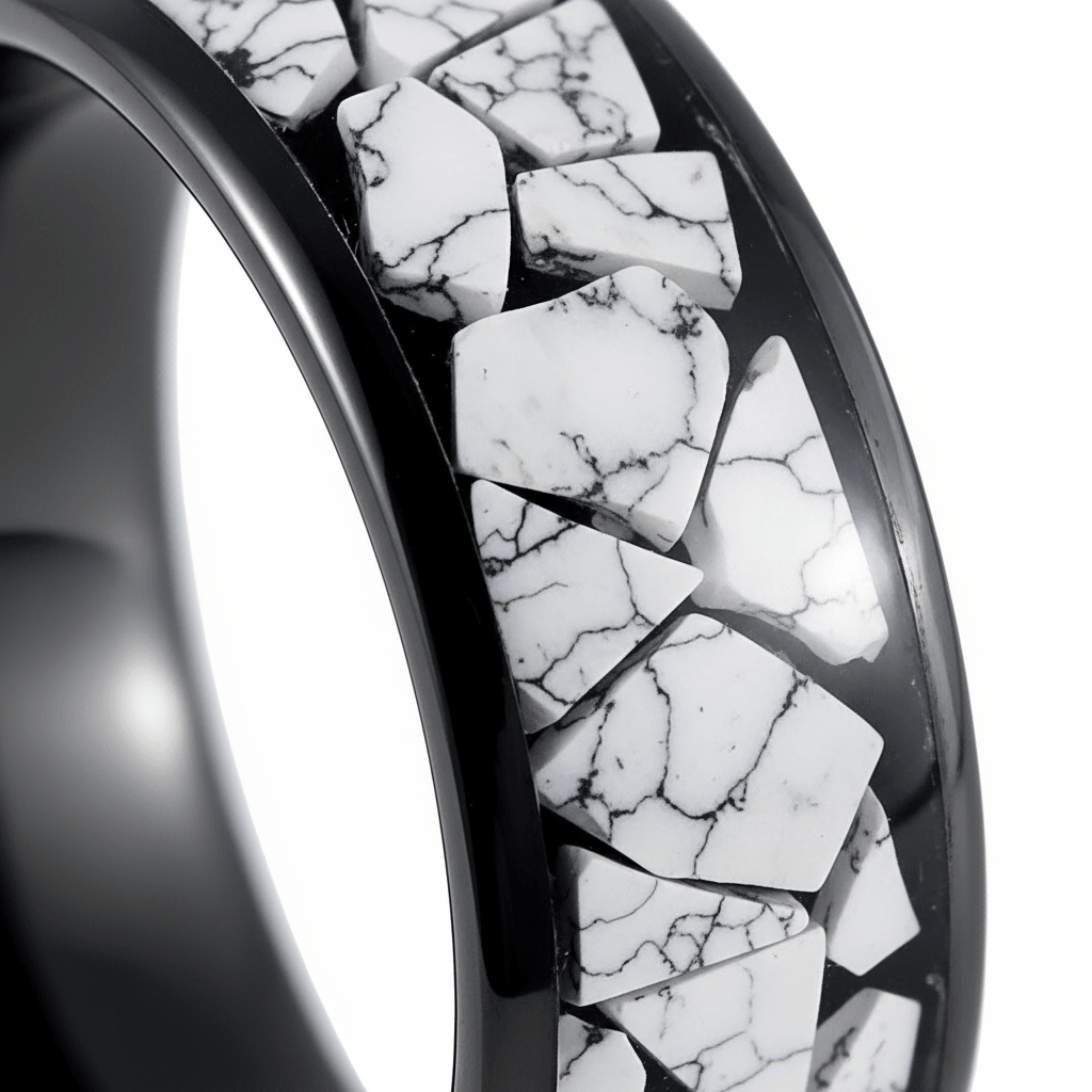 CONTELIS — Extreme macro detail — men's tungsten wedding ring.