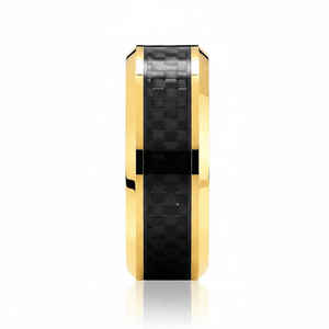 CROSSFIRE — angled view — men's tungsten carbide wedding ring | Aydins Jewelry