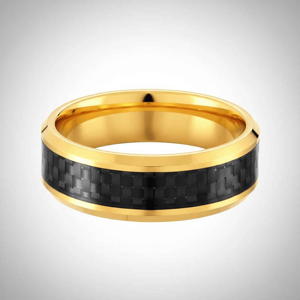CROSSFIRE — alternate angle — men's tungsten carbide wedding ring | Aydins Jewelry