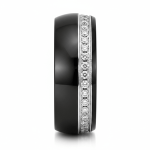 DAZZEL — Front-facing straight-on view — men's tungsten wedding ring.