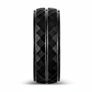 DEIMOS — Front-facing straight-on view — men's tungsten wedding ring.