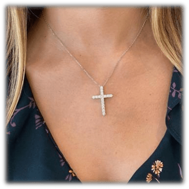Diamond Cross Pendant With Chain 925 silver lab grown diamond pendant authentic supplier lifestyle photograph