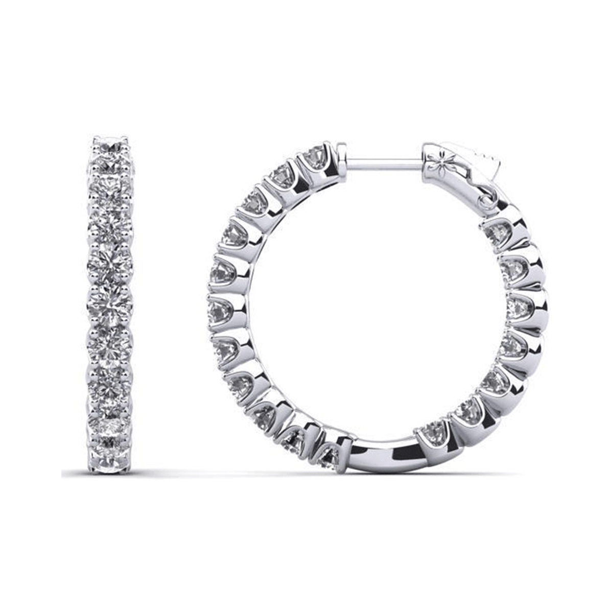 Lab-grown diamond hoop earrings in sterling silver, studio hero photo