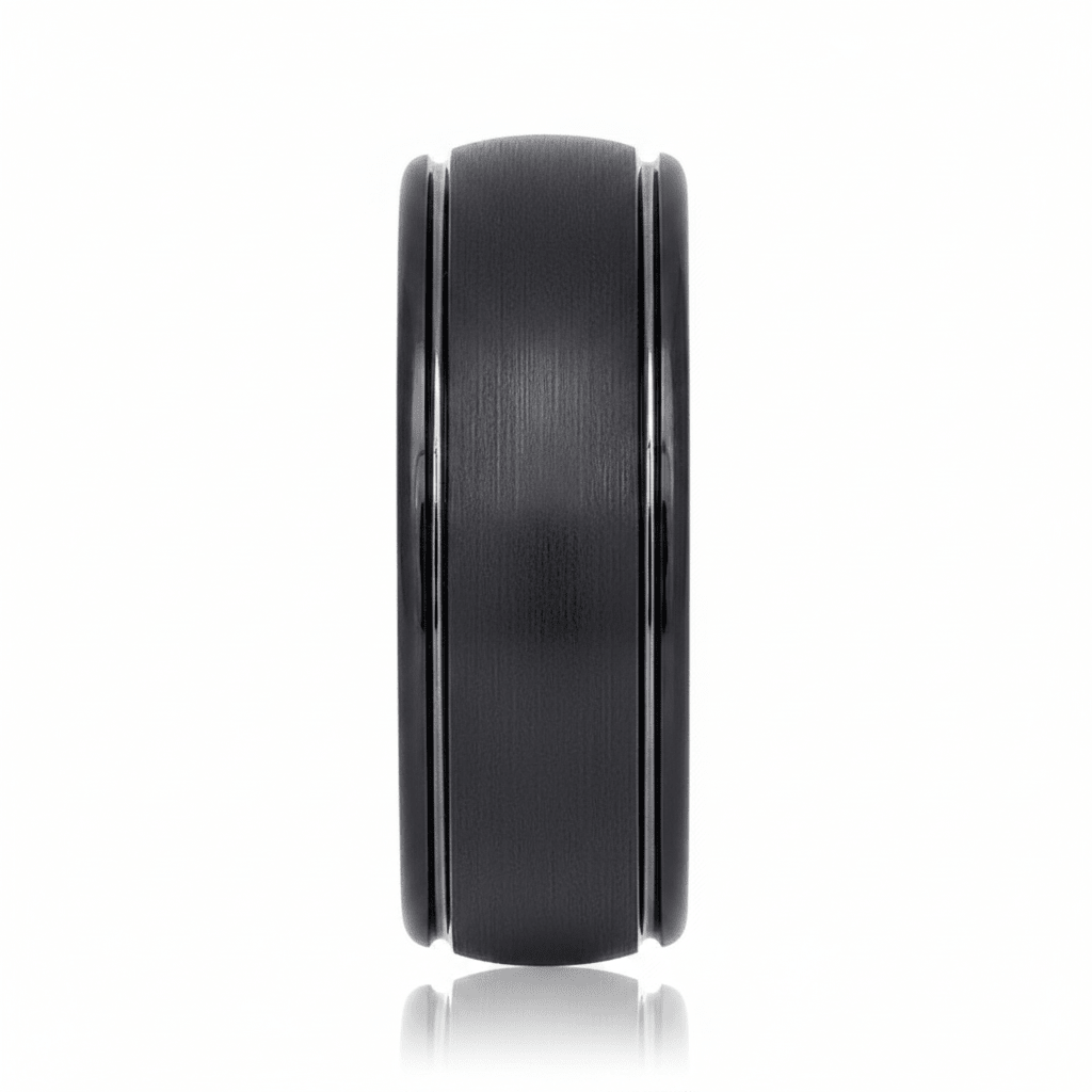 DION — Front-facing straight-on view — men's tungsten wedding ring.
