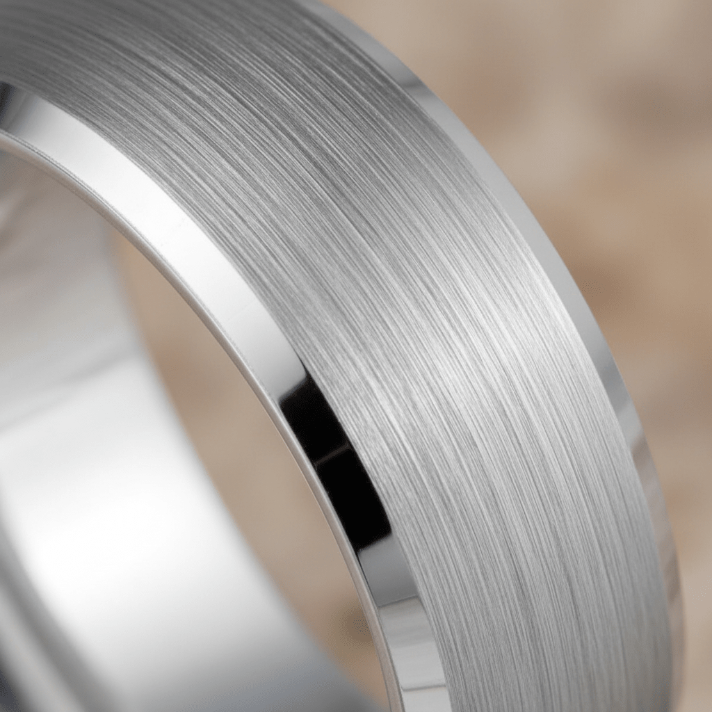 DOMESCAPE — Extreme macro detail — men's tungsten wedding ring.