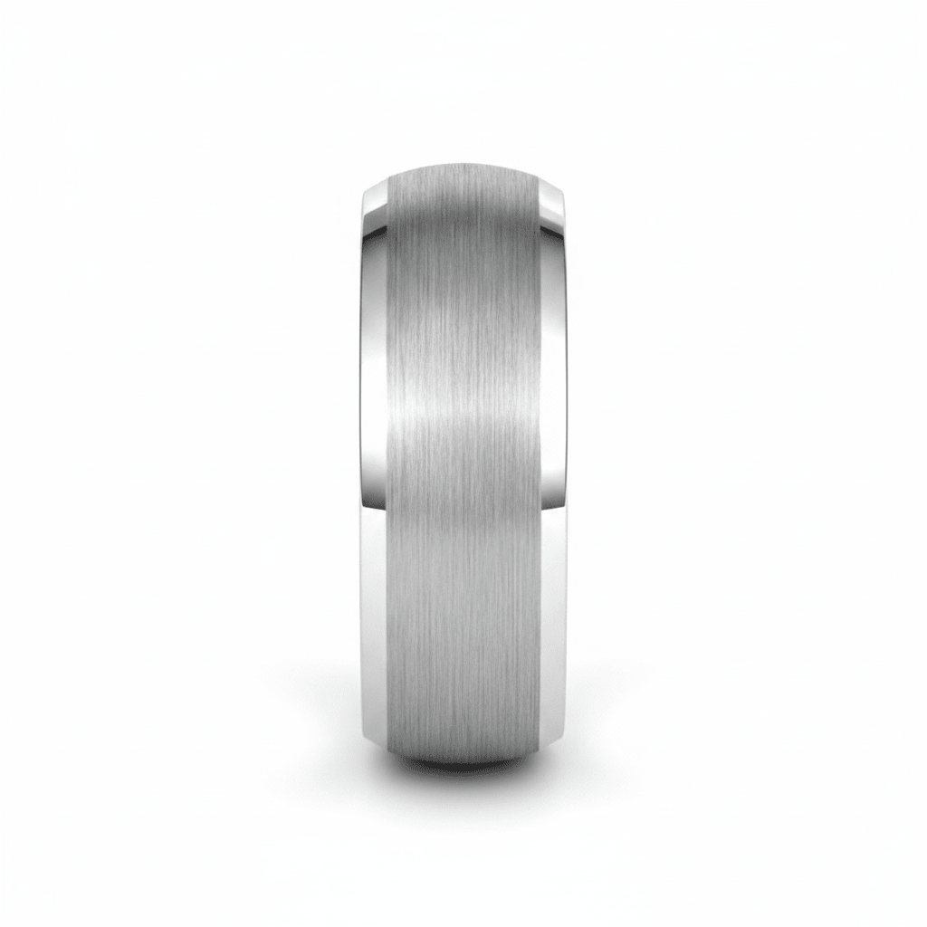 DOMESCAPE — Front-facing straight-on view — men's tungsten wedding ring.