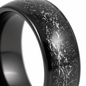 DOMINATOR — Extreme macro detail — men's tungsten wedding ring.