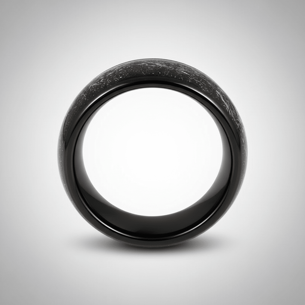 DOMINATOR — Center-through axial view — men's tungsten wedding ring.