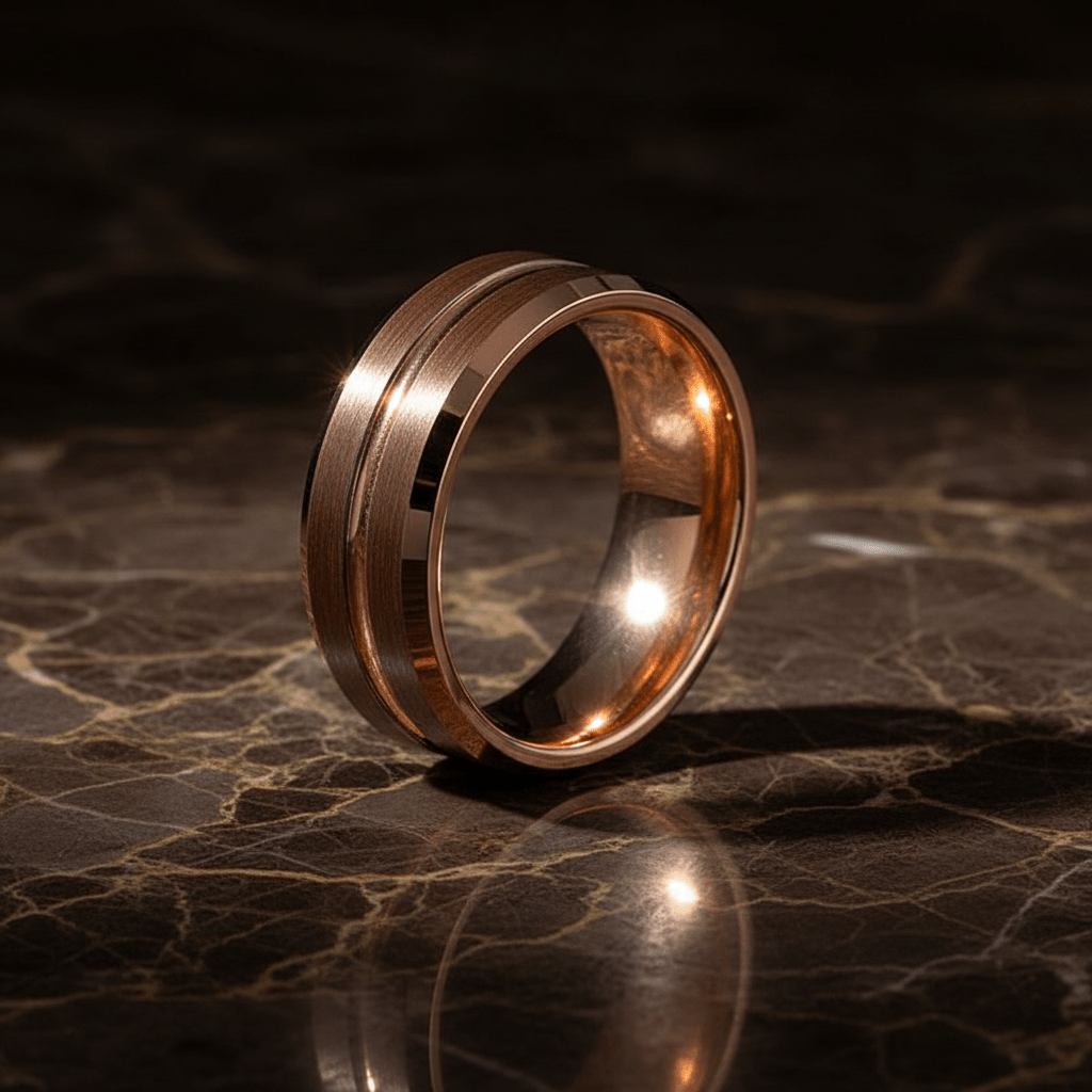 DONIDOS — detail view — men's tungsten carbide wedding ring | Aydins Jewelry
