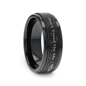 DON'T TREAD ON ME black tungsten carbide ring, side view