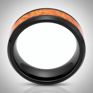 DRAGON — Center-through axial view — men's tungsten wedding ring.