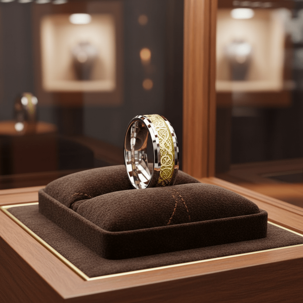 DRAKEN — display shot — men's tungsten carbide wedding ring | Aydins Jewelry