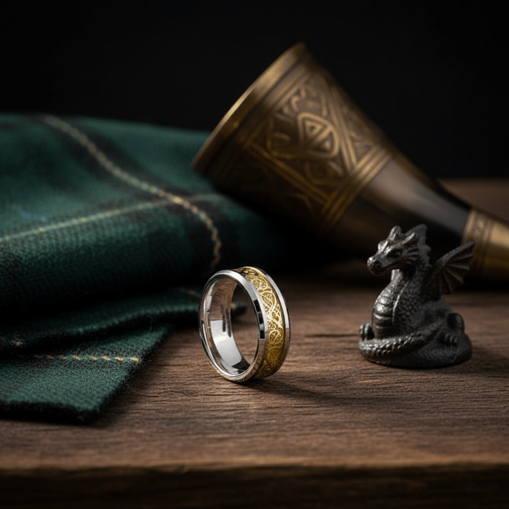 DRAKEN — close-up detail — men's tungsten carbide wedding ring | Aydins Jewelry