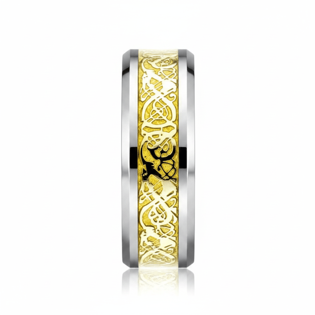 DRAKEN — angled view — men's tungsten carbide wedding ring | Aydins Jewelry